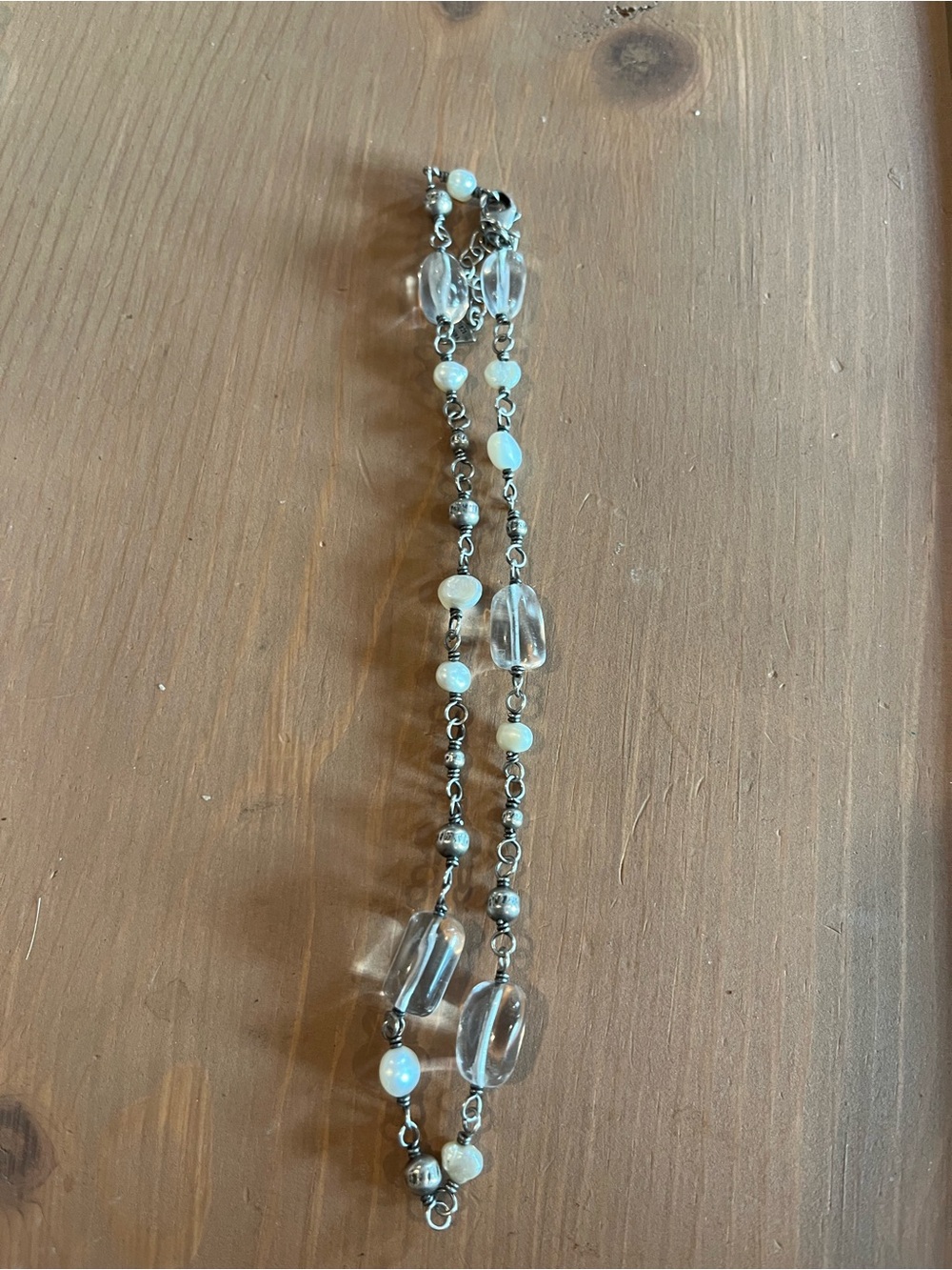 Silpada choker length clear quartz pearl necklace 925 sterling silver